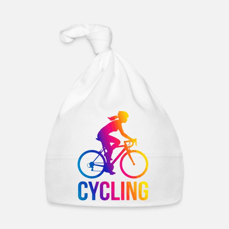 Rainbow Girl Cyclist Silhouette Organic Baby Cap