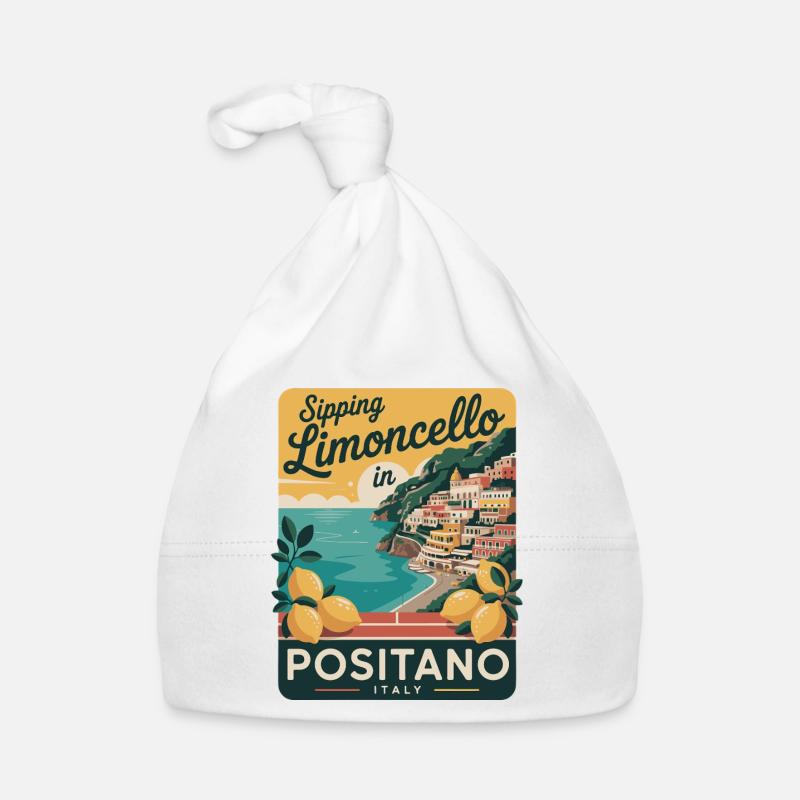 Affiche rétro de Positano Limoncello Bonnet bio Bébé