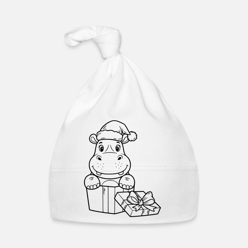 Hippopotame de Noël avec cadeaux Bonnet bio Bébé