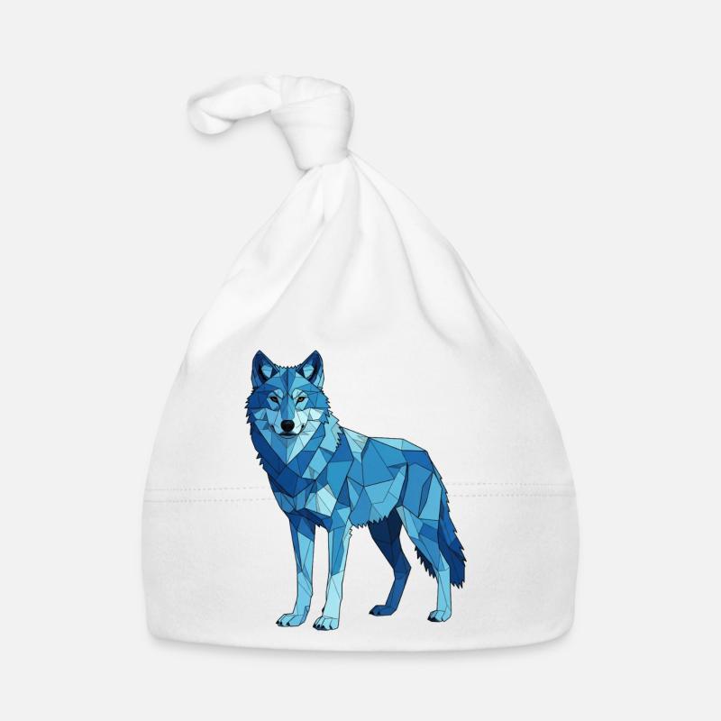 Blauer Polygonwolf Baby Bio-Mütze