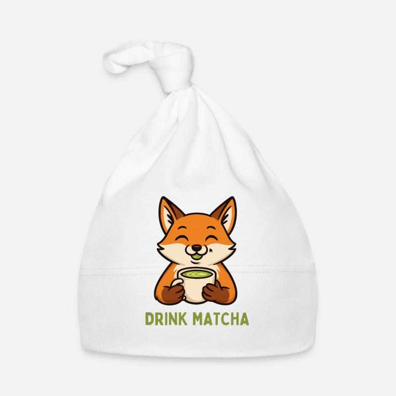 Fuchs genießt Matcha Baby Bio-Mütze