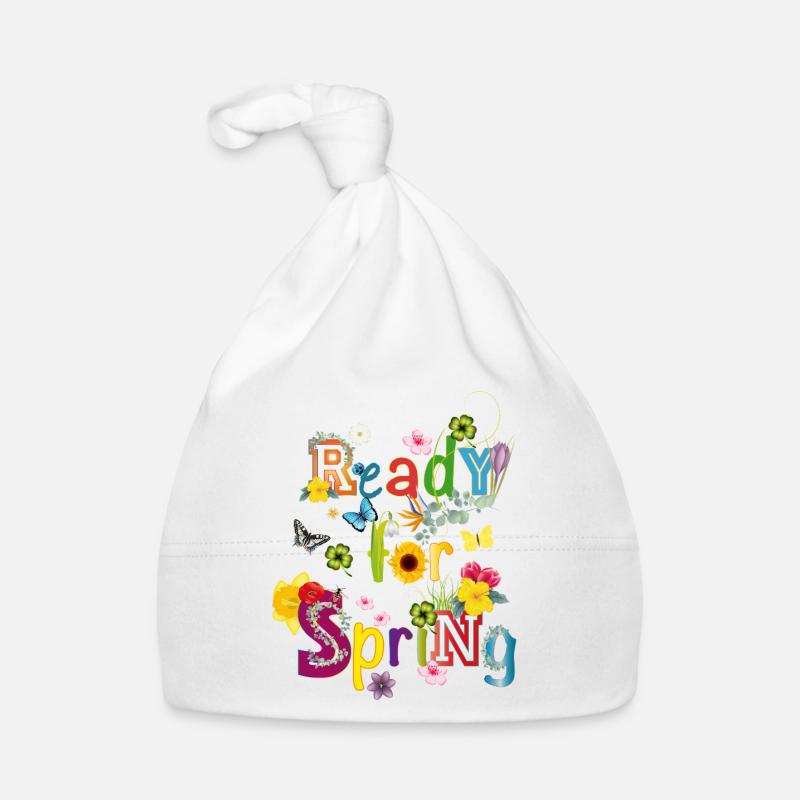 Prêts pour le printemps – Typographie printanière colorée Bonnet bio Bébé