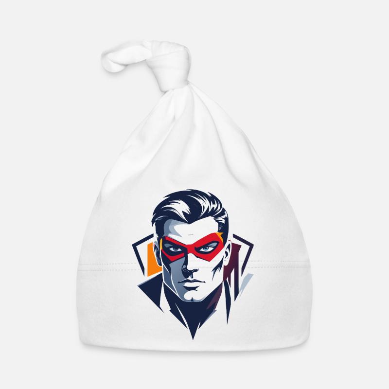 Heldenportrait Rote Maske Comic Superheld Zeichen Baby Bio-Mütze