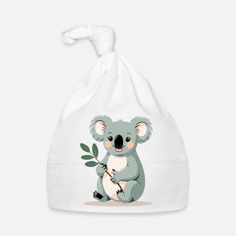 Kleiner Koala mit Blattzweig Baby Bio-Mütze