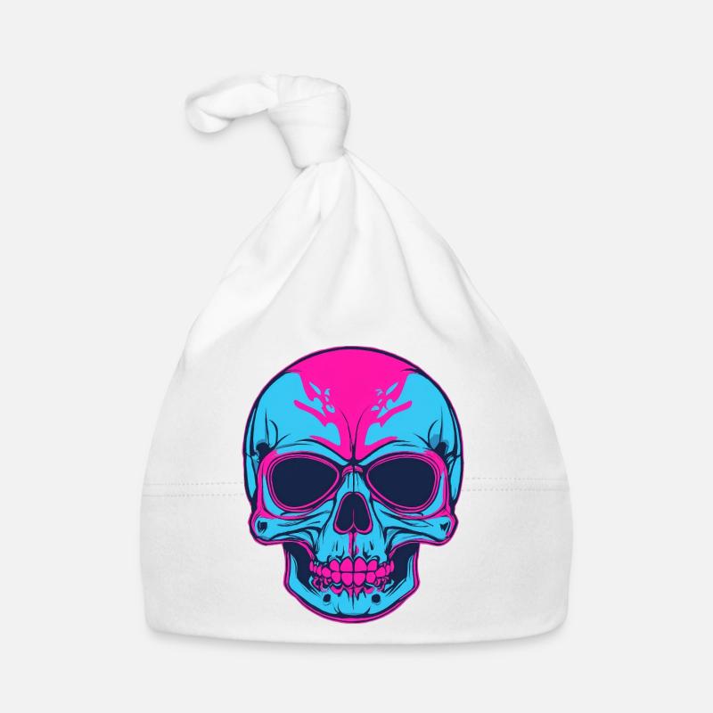 Crâne néon rose bleu Bonnet bio Bébé