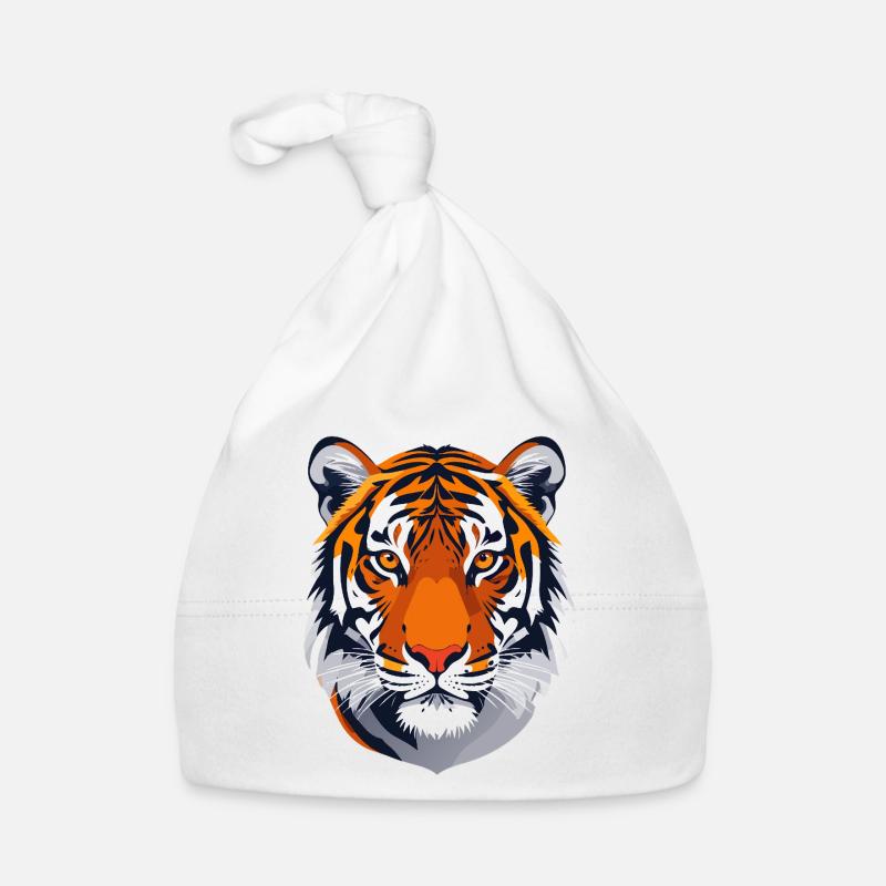 distinctive tiger face tiger head tiger motif Organic Baby Cap