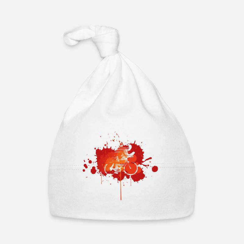 Vélo éclaboussé en peinture orange Bonnet bio Bébé