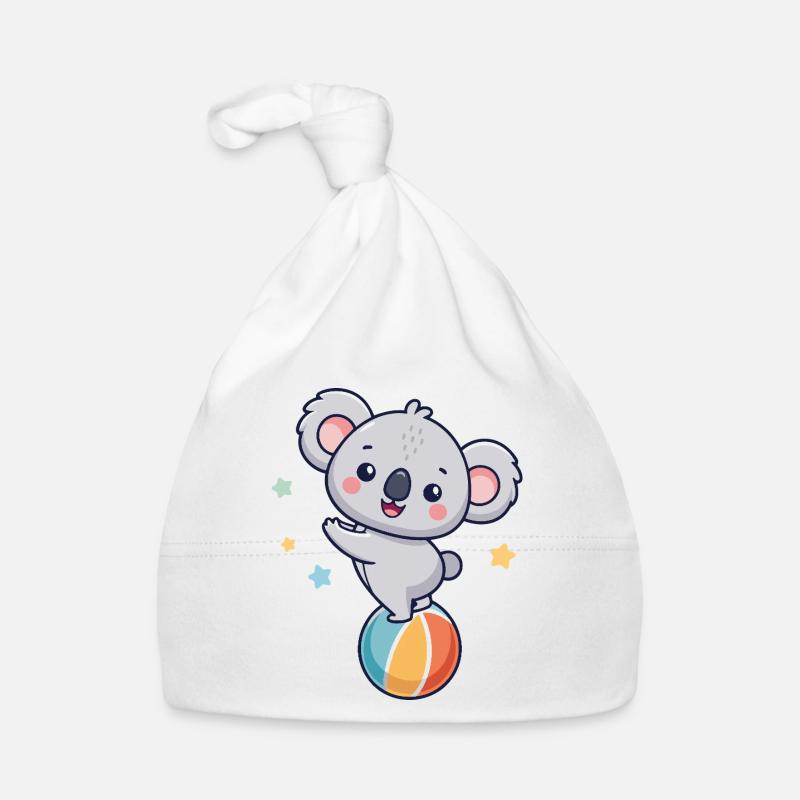 Koala juggler on colorful balloon Organic Baby Cap