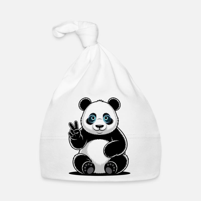 Panda Friedenszeichen Cartoon Baby Bio-Mütze