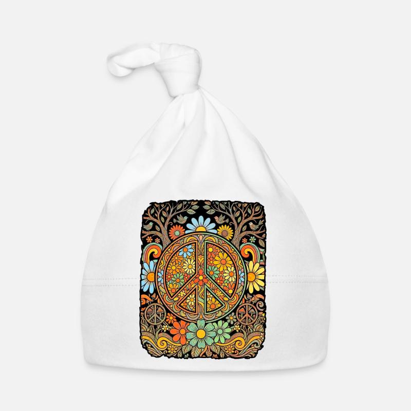 Fleurs hippies de la paix Bonnet bio Bébé