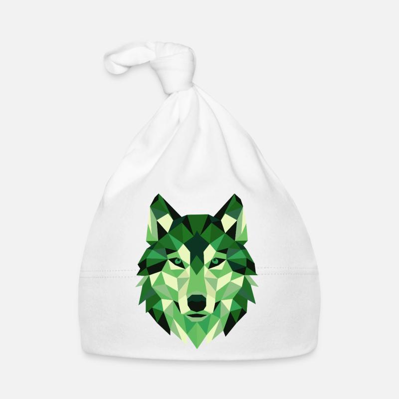 Wolfskopf Polygon Geometrie Portrait Baby Bio-Mütze