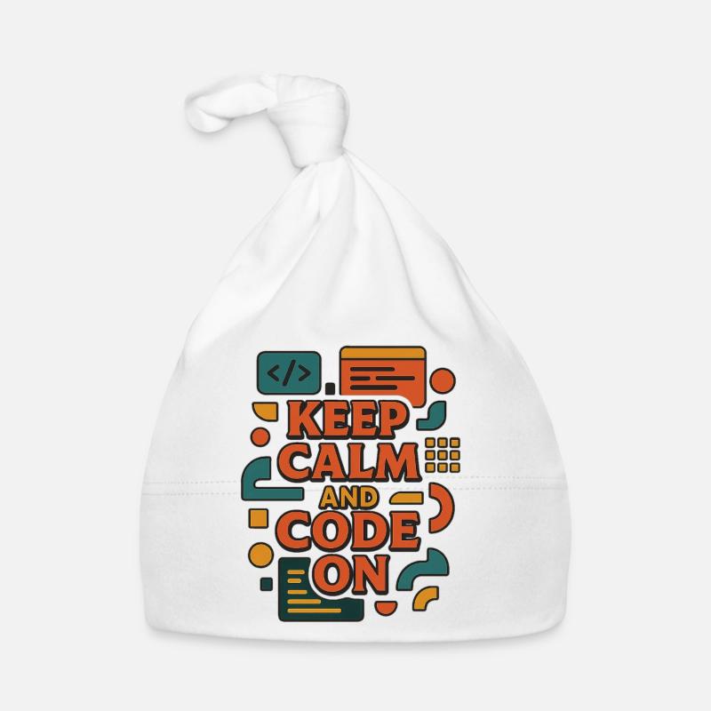 Keep Calm and Code On – Lustiges Coder Shirt Baby Bio-Mütze