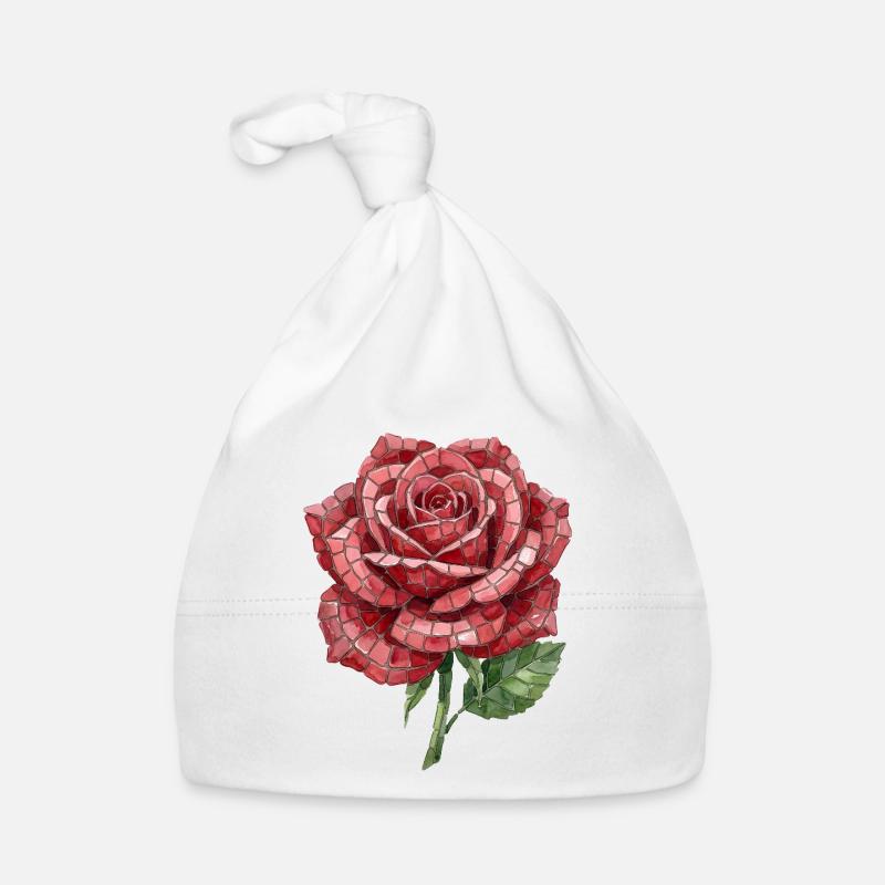 Rose Mosaik - Romantisches Blumen Geschenk Baby Bio-Mütze