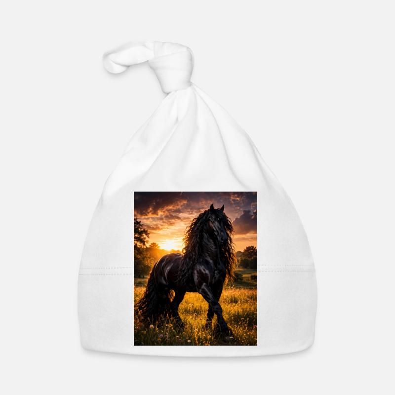 Cheval noir clair du soir Bonnet bio Bébé