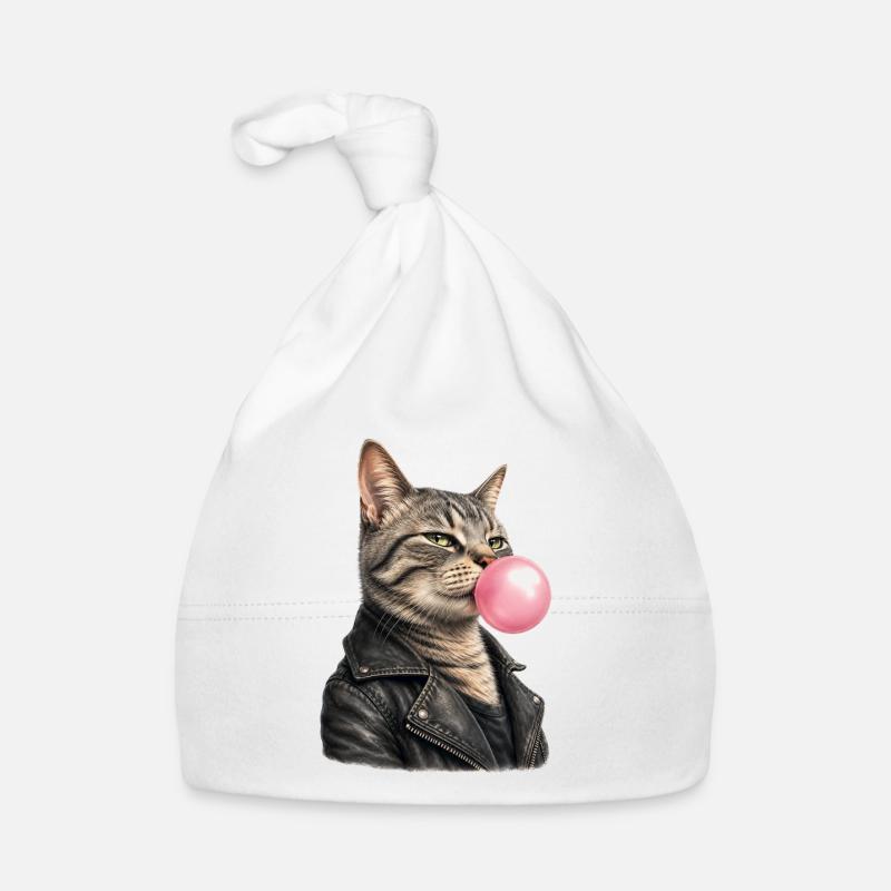 Cool cat with leather jacket Organic Baby Cap