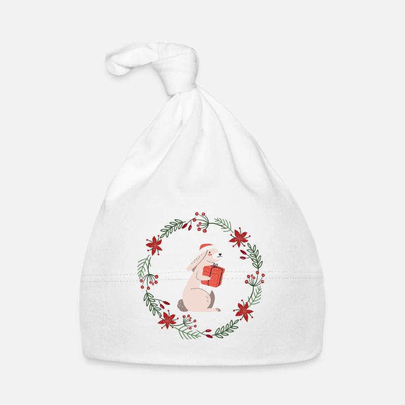Noël: lapins avec cadeau de Noël Bonnet bio Bébé