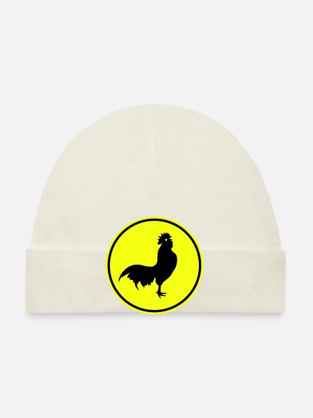 Rooster animal silhouette - Organic Baby Cap - white - Front