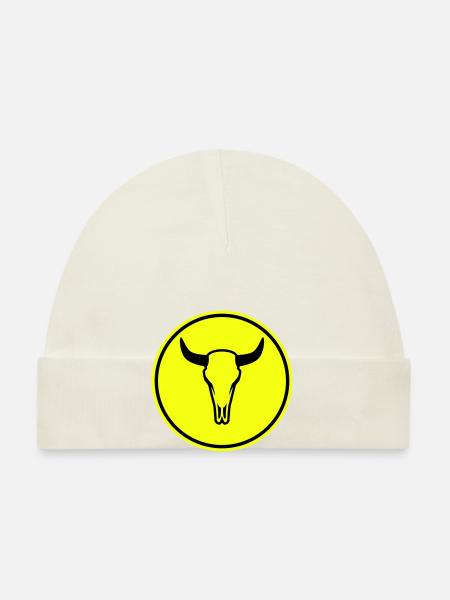 Cow Bull Skull - Organic Baby Cap - white - Front