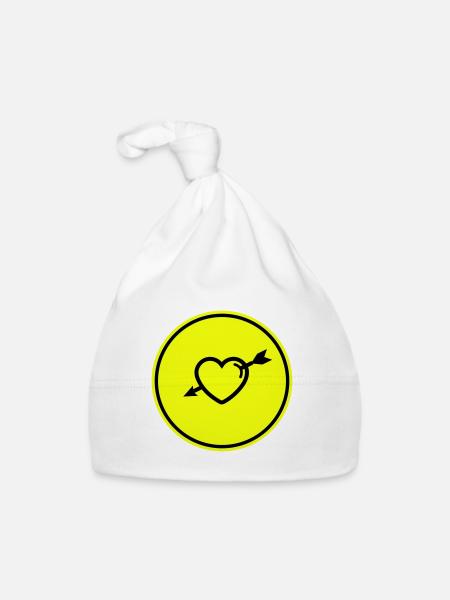 Flèche du symbole du cœur - Bonnet bio Bébé - blanc - Devant