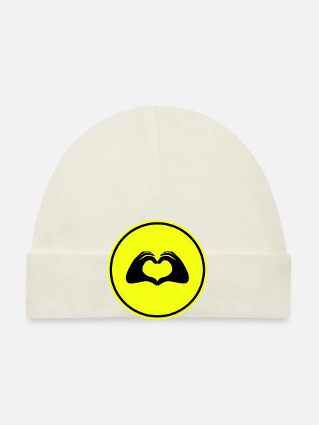 Symbole du cœur des mains - Bonnet bio Bébé - blanc - Devant