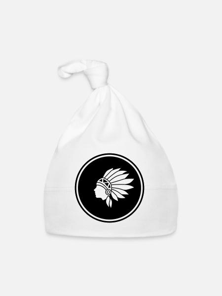 Indian head - Organic Baby Cap - white - Front