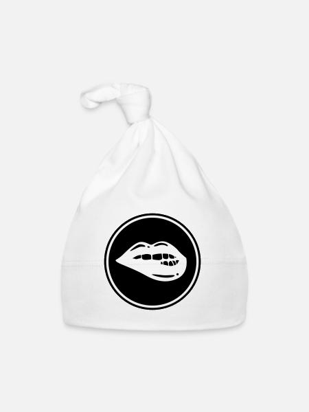 Lippen symbol - Baby Bio-Mütze - Weiß - Vorne