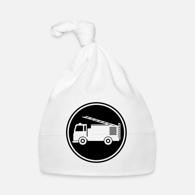 Voiture de pompiers - Bonnet bio Bébé - blanc