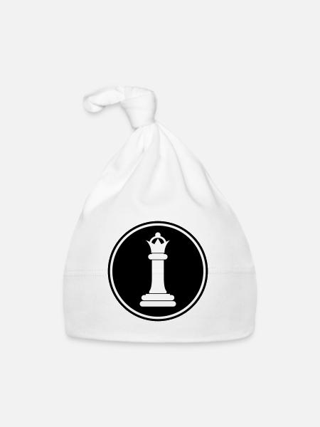 Reine des pièces d'échecs - Bonnet bio Bébé - blanc - Devant