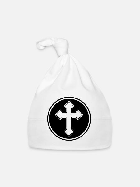 Cross symbol - Organic Baby Cap - white - Front