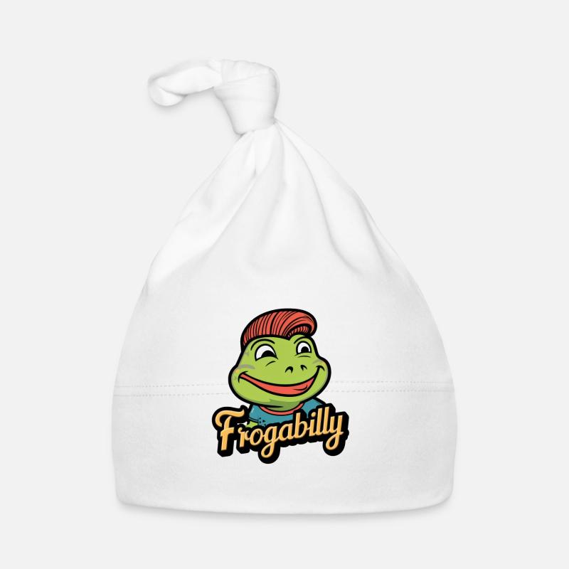 Grenouille de dessin animé avec une coupe de cheveux Rockabilly Bonnet bio Bébé