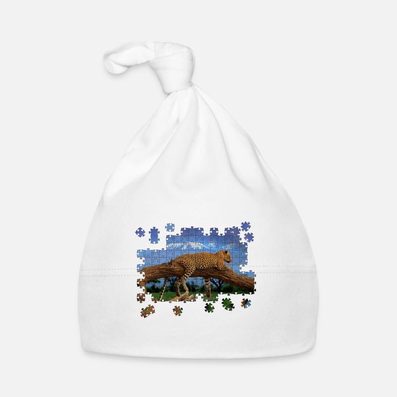 Puzzle Leopard Löwe liegt auf Baum Landschaft Baby Bio-Mütze