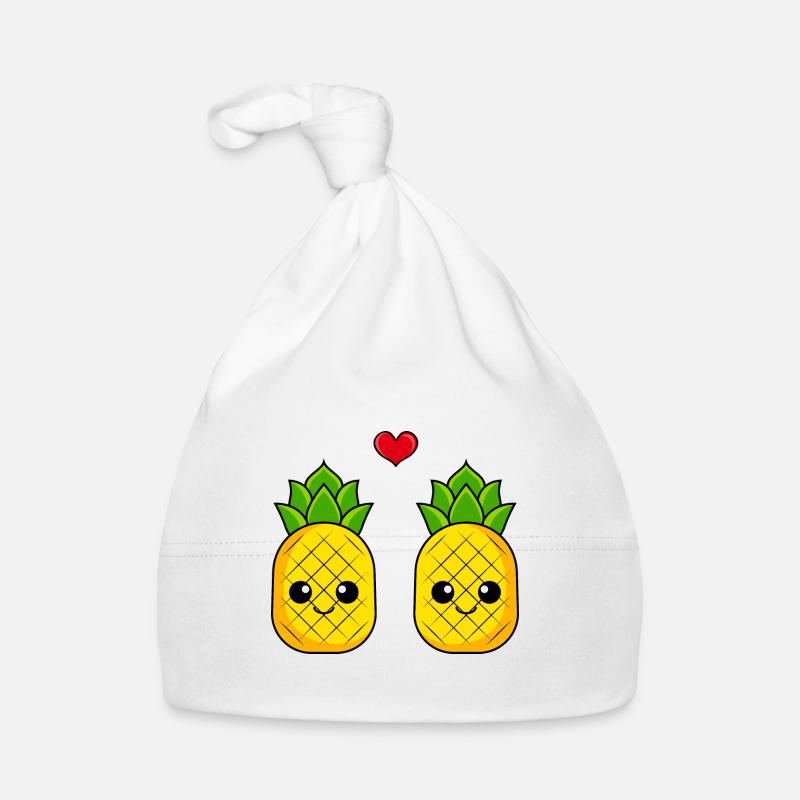 Couple d’ananas Amour Comique - Bonnet bio Bébé - blanc
