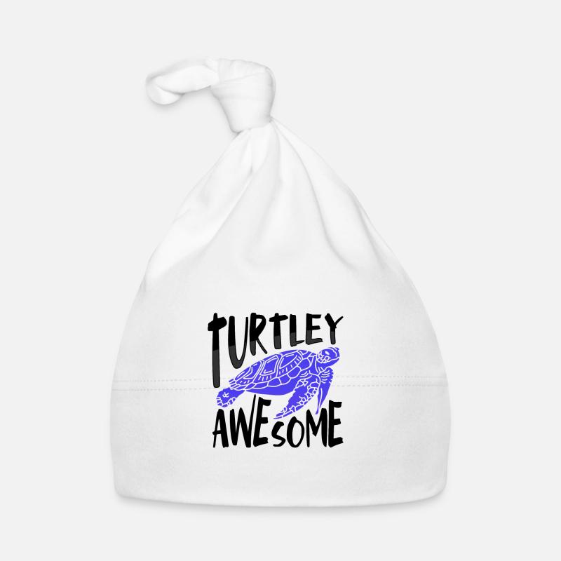 Turtley Awesome Fun Sea Turtle Lover Cadeaux - Bonnet bio Bébé - blanc