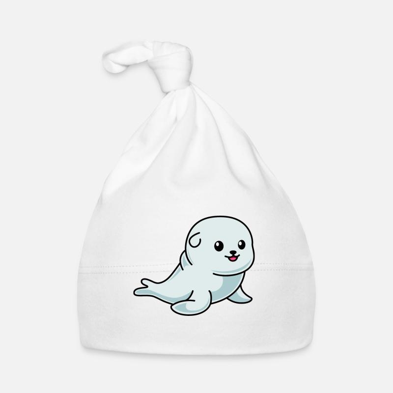 Bande dessinée Seal Animal - Bonnet bio Bébé - blanc