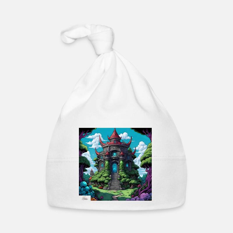 Comic style temple Organic Baby Cap