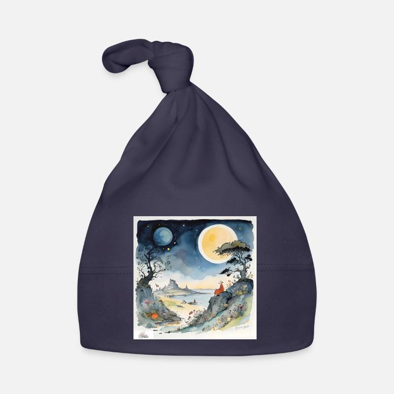 Night dreamscape cartoon Organic Baby Cap