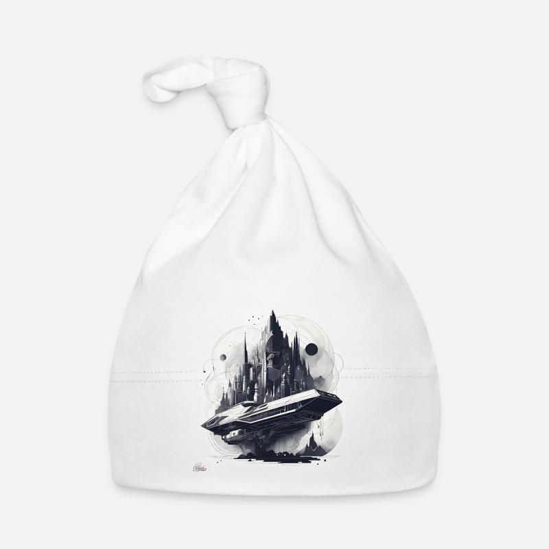 Ville et navire de science-fiction - Bonnet bio Bébé - blanc