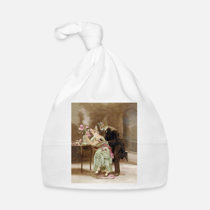 "Chats amoureux 1900, interrogeons les fleurs" Bonnet bio Bébé