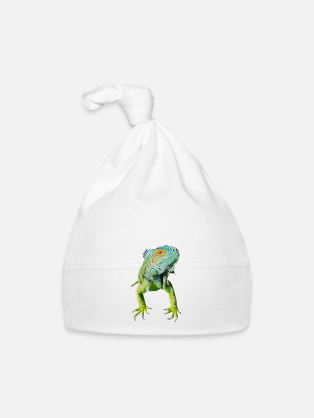 Green Iguana Geometric Reptile Keepers Retro - Organic Baby Cap - white - Front