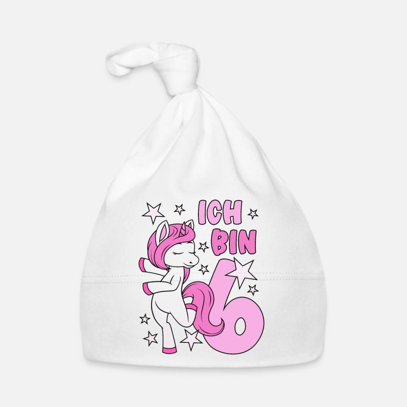 6. Geburtstag Mädchen süßes rosa Einhorn Ich bin 6 Baby Bio-Mütze