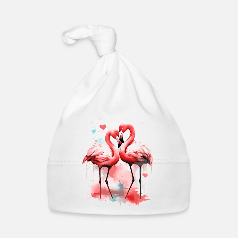 Flamingo Liebe Herz Vogel Exotisch Sommer Rosa Baby Bio-Mütze