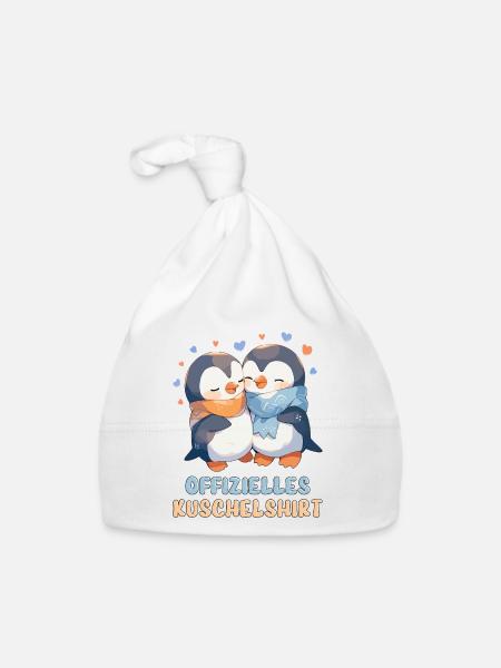 Official Cuddly Shirt Penguins Love Heart Sweet - Organic Baby Cap - white - Front