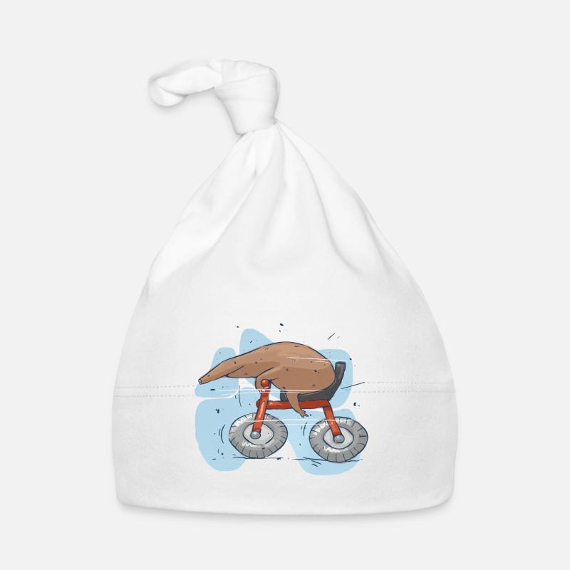 Taupe sur le vélo - Bonnet bio Bébé - blanc