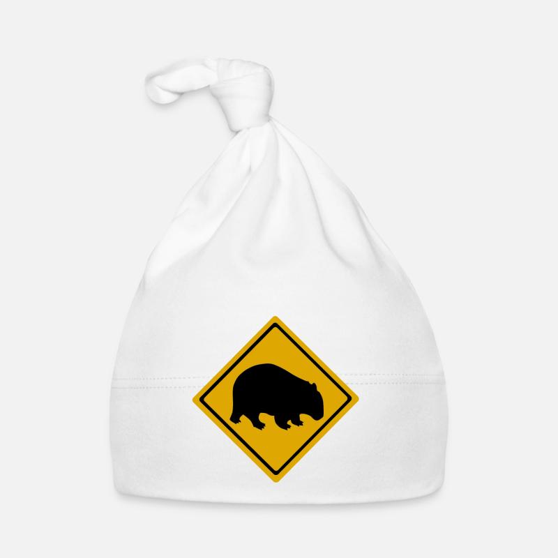 Panneau de signalisation de Wombat Australie - Bonnet bio Bébé - blanc