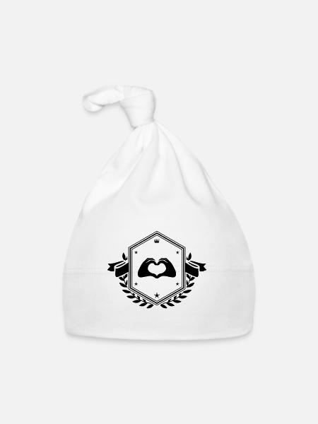 Hands Heart Coat of Arms - Organic Baby Cap - white - Front