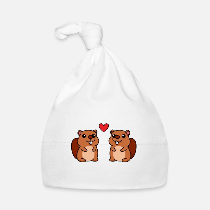 Beaver Comic Couple Love Organic Baby Cap