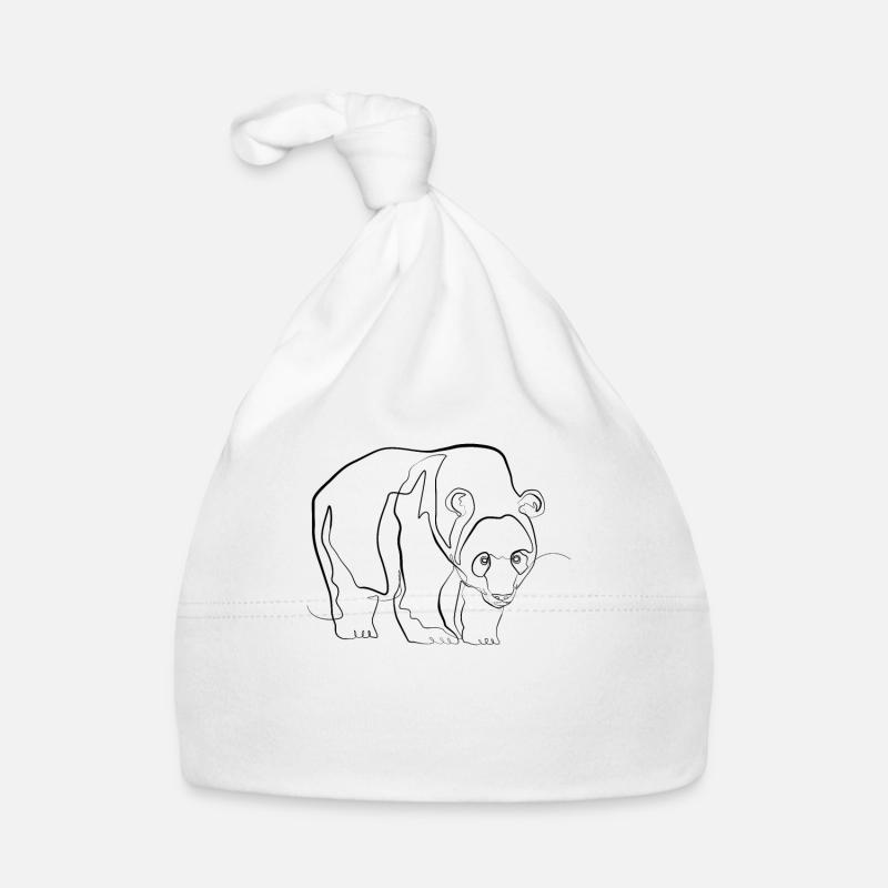 Panda Bear Animal Motif - one line drawing Organic Baby Cap
