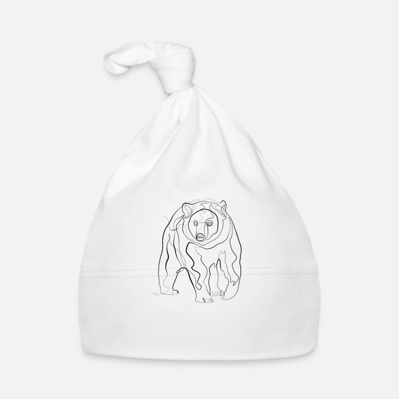 Grizzly Bär - one line drawing Baby Bio-Mütze