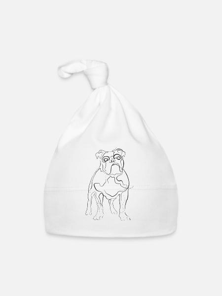 Bulldog - one line drawing - Organic Baby Cap - white - Front