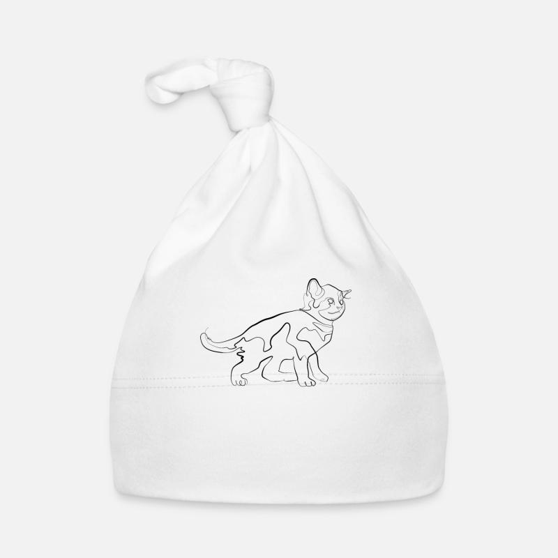 Bébé Chat - one line drawing - Bonnet bio Bébé - blanc